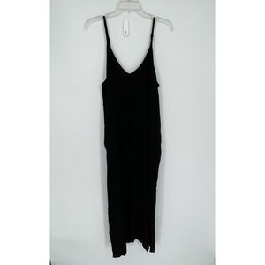 Lovestitch Women's Black Gauze Crinkle Sleeveless Maxi Dress Plus Size 1X-2X